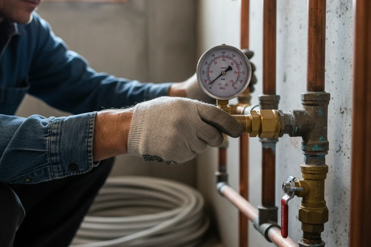 Pressure testing a repaired line during Water Line Repair in Capay